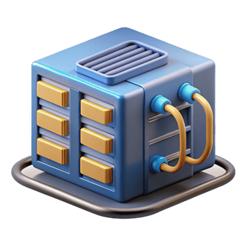 mesmerizing ethereal surreal Server rack with cables connected NO BACKGROUND with Transparent Background. premium png