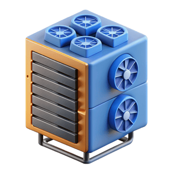 hypnotic vintage Server rack with cooling fans NO BACKGROUND with Transparent Background. detailed png