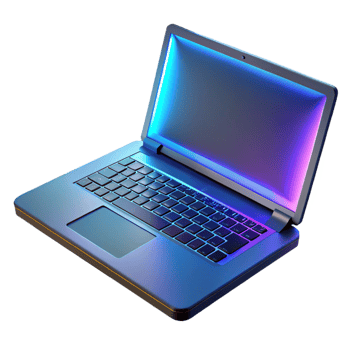 impressive energetic rustic Gaming laptop with illuminated keyboard NO BACKGROUND with Transparent Background. studio quality png