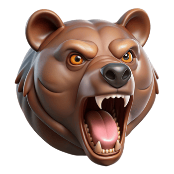 sumptuous intense victorian A fierce, roaring bear head with sharp claws, NO BACKGROUND with Transparent Background. professional png