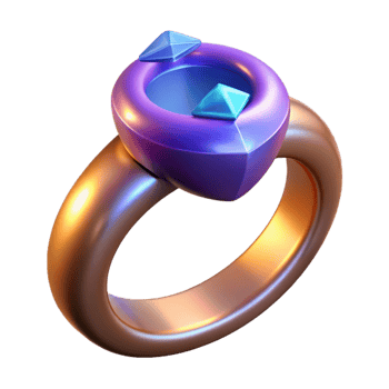 vibrant tranquil urban A stylized illustration of a magic ring with a large gemstone, NO BACKGROUND with Transparent Background. crisp png
