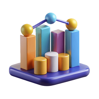 vibrant intense modern Big data analytics graph NO BACKGROUND with Transparent Background. expertly shot png