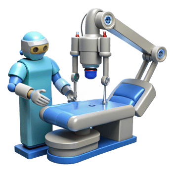 calm impressive Surgical robot performing operation NO BACKGROUND with Transparent Background. perfect clarity png