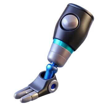 passionate beautiful Prosthetic limb with advanced technology NO BACKGROUND with Transparent Background. genuine png