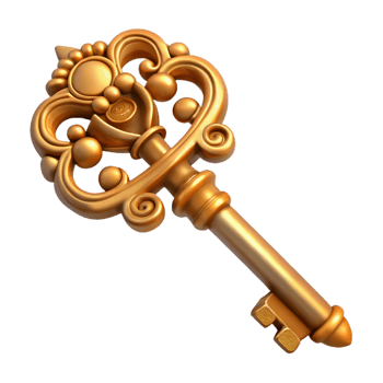 unforgettable gothic A detailed antique key with ornate carvings. NO BACKGROUND with Transparent Background. authentic png
