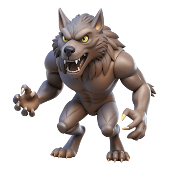 unforgettable surreal A snarling werewolf mid-transformation, claws bared. NO BACKGROUND with Transparent Background. masterfully captured png
