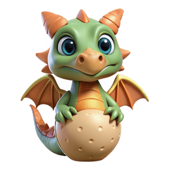 whimsical wonderful A cute cartoon dragon hatchling. NO BACKGROUND with Transparent Background. elite png