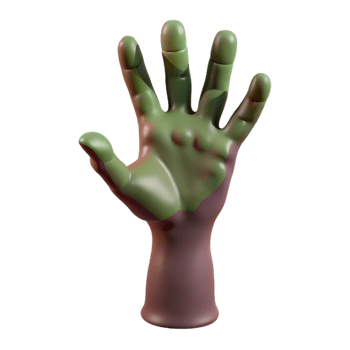 whimsical picturesque A single, decaying zombie hand reaching upwards. NO BACKGROUND with Transparent Background. genuine png