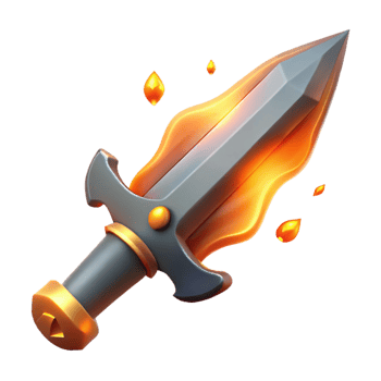 exemplary modern A stylized, flaming sword with embers falling off. NO BACKGROUND with Transparent Background. impeccable png