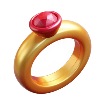 inspired traditional A golden wedding ring with an embedded ruby. NO BACKGROUND with Transparent Background. expertly shot png