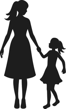 Loving Mother and Daughter Holding Hands - Silhouette Illustration for Mother's Day vector