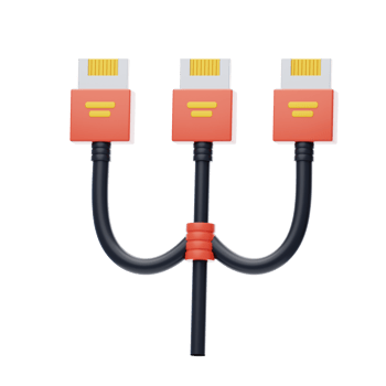 Split Cable 3D Icon. Computer Hardware Part png