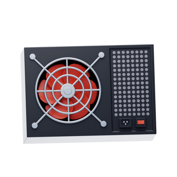 Power Supply 3D Icon. Computer Power Supply Unit 3D Icon png