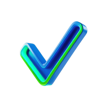 Clean 3D render of a check mark icon in cutout style, featuring a bold, modern design with smooth edges and a polished finish png