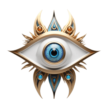 Cutout-style visual of a symbolic 3D eye emblem png