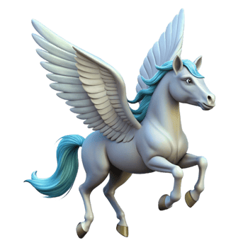 dramatic inspired A graceful pegasus with feathered wings, NO BACKGROUND with Transparent Background. png