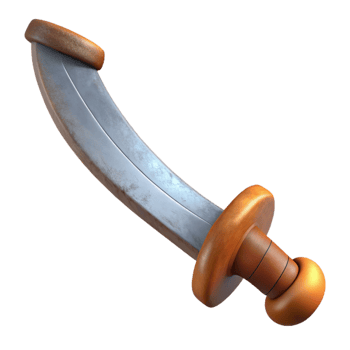 pristine traditional A single, rusty pirate cutlass. NO BACKGROUND with Transparent Background. refined png