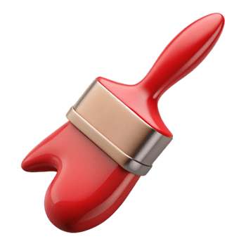 glorious acclaimed A paintbrush with a single stroke of red paint, NO BACKGROUND with Transparent Background. png