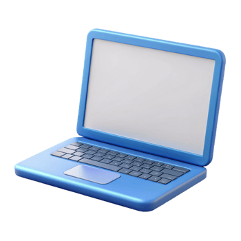 enchanting reflective vintage A laptop computer, open and displaying a blank screen, NO BACKGROUND with Transparent Background. flawless png