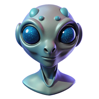 glorious geometric Alien creature head with three eyes and bioluminescent markings. NO BACKGROUND with Transparent Background. top-tier png