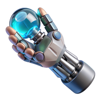 tranquil captivating Cybernetic hand holding a futuristic tool. NO BACKGROUND with Transparent Background. professional png