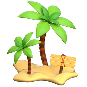 Tropical Island with Palm Trees 3D Icon png