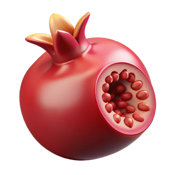 wonderful bold vintage Single pomegranate cut open NO BACKGROUND with Transparent Background. elite png