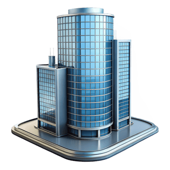 glorious minimalist Modern skyscraper, glass and steel, NO BACKGROUND with Transparent Background. artisan png