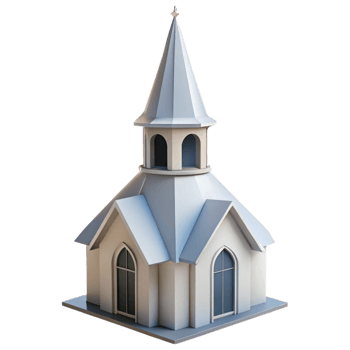 pristine traditional Church steeple, pointed, white, NO BACKGROUND with Transparent Background. sharp png