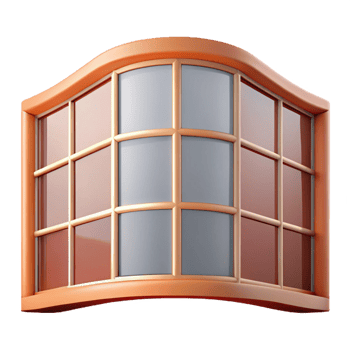 distinguished modern Bay window, curved, multi-paned, NO BACKGROUND with Transparent Background. impeccable png