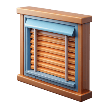 striking reflective vintage Window blinds, Venetian, closed, NO BACKGROUND with Transparent Background. 8K png