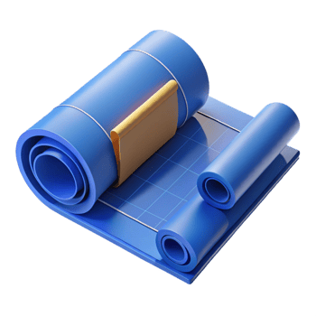 rare impressionist Blueprint, architectural drawing, rolled up, NO BACKGROUND with Transparent Background. artisan png