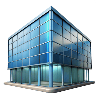 hypnotic notable Glass facade, reflective, modern, NO BACKGROUND with Transparent Background. png