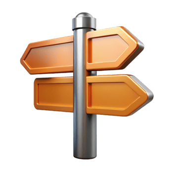 reflective impressive Street sign, directional arrow, metal, NO BACKGROUND with Transparent Background. 8K png