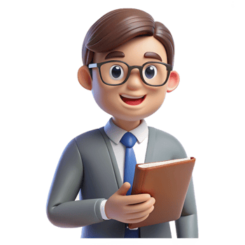 intense dazzling Teacher, glasses, holding book, NO BACKGROUND with Transparent Background. impeccable png