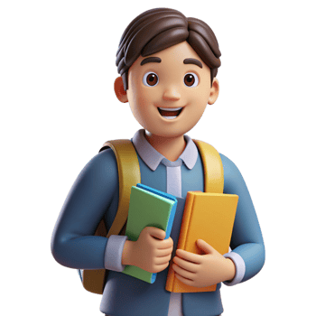 radiant dreamy vintage Student, backpack, holding textbooks, NO BACKGROUND with Transparent Background. professional png