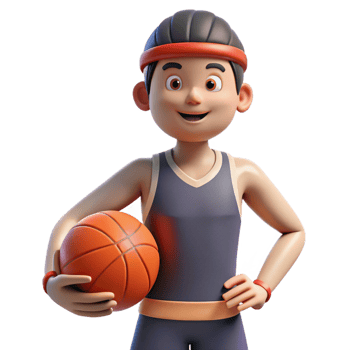 picturesque bold retro Athlete, sportswear, holding basketball, NO BACKGROUND with Transparent Background. studio quality png