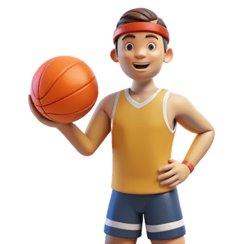 playful pristine Athlete, sportswear, holding basketball, NO BACKGROUND with Transparent Background. authentic png