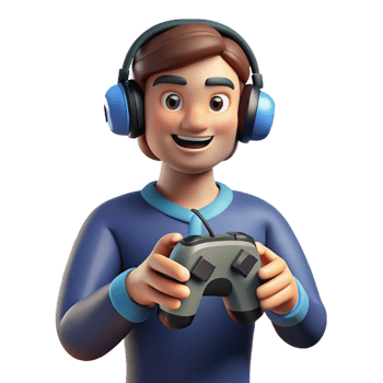 notable traditional Gamer, headphones, holding game controller, NO BACKGROUND with Transparent Background. top-tier png