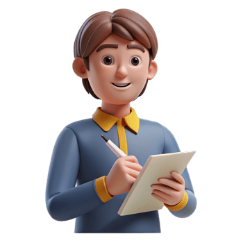 coveted abstract Writer, pen and paper, thoughtful expression, NO BACKGROUND with Transparent Background. detailed png