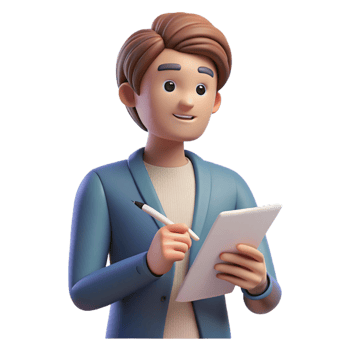 peaceful gorgeous Writer, pen and paper, thoughtful expression, NO BACKGROUND with Transparent Background. crisp png