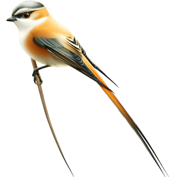 Elegant small bird long tail perched gracefully on delicate branch png
