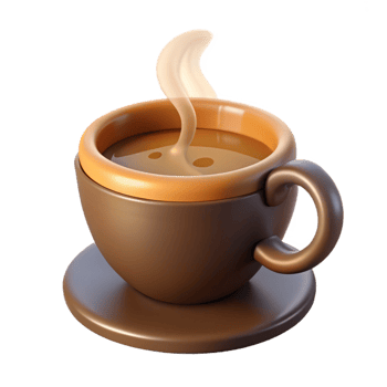 magnificent sought-after Coffee cup, steaming, NO BACKGROUND with Transparent Background. png