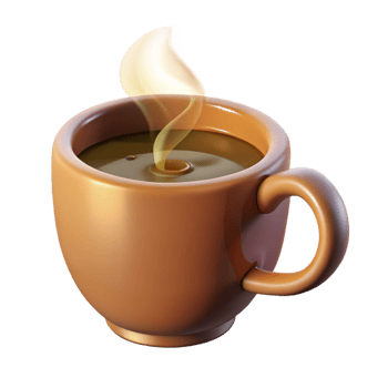 impressive timeless Coffee cup, steaming, NO BACKGROUND with Transparent Background. png
