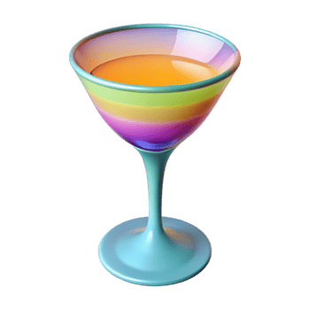 romantic striking Cocktail glass, colorful, NO BACKGROUND with Transparent Background. expertly shot png