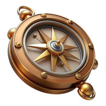 splendid elegant Steampunk compass with ornate brass casing and magnetic needle. NO BACKGROUND with Transparent Background. professional png