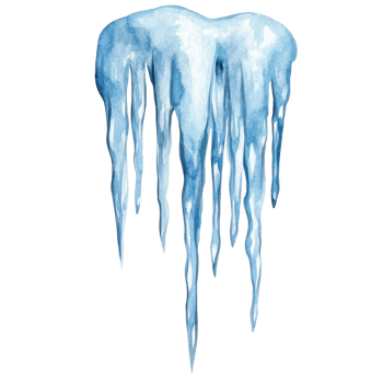Hanging watercolor icicles on transparent background. png