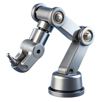 spectacular notable Advanced robotic arm, chrome finish, multiple joints, articulated fingers NO BACKGROUND with Transparent Background. png