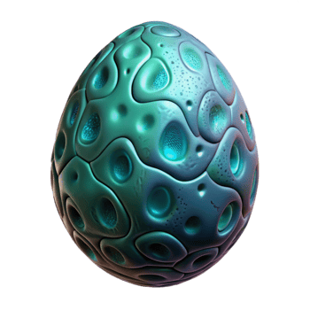 extraordinary passionate impressionist Alien egg, bioluminescent, textured surface, organic patterns, strange shape NO BACKGROUND with Transparent Background. expertly shot png