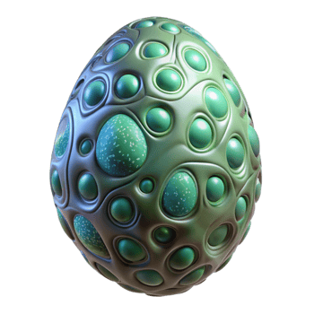 energetic hypnotic Alien egg, bioluminescent, textured surface, organic patterns, strange shape NO BACKGROUND with Transparent Background. artisan png